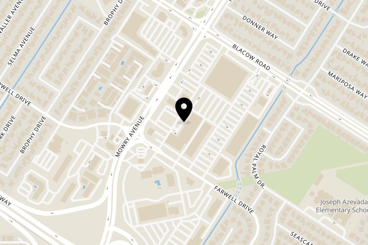 Map showing the location of Taste of India on 5144 Mowry Ave @ in Fremont
